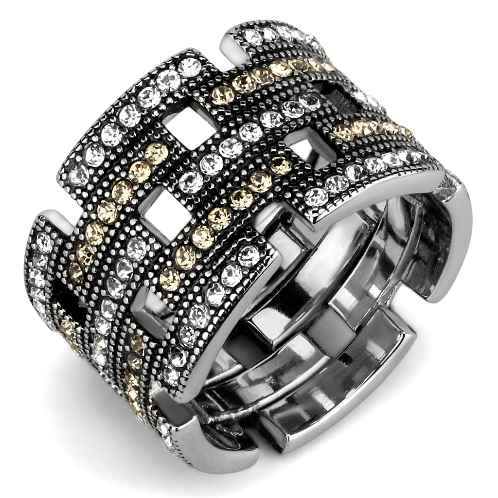 TK2987 - Stainless Steel Ring High polished (no plating) Women Top Grade Crystal Multi Color