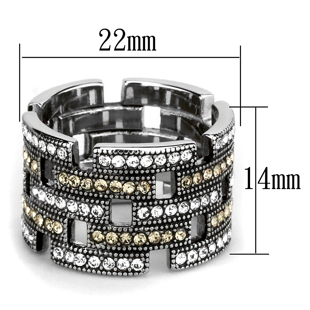 TK2987 - Stainless Steel Ring High polished (no plating) Women Top Grade Crystal Multi Color