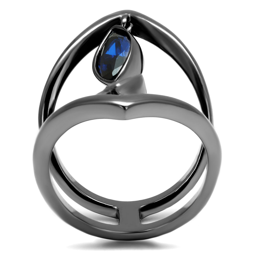 TK2990 - Stainless Steel Ring IP Light Black  (IP Gun) Women Synthetic London Blue