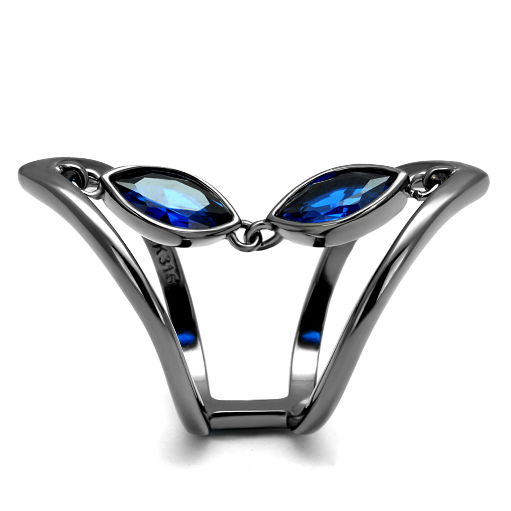 TK2990 - Stainless Steel Ring IP Light Black  (IP Gun) Women Synthetic London Blue