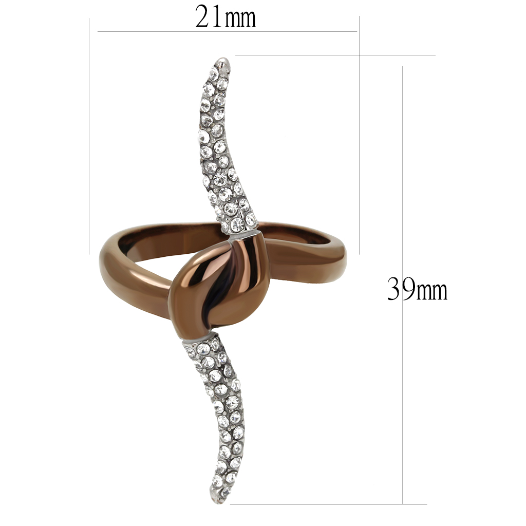 TK2991 - Stainless Steel Ring Two Tone IP Light Brown (IP Light coffee) Women Top Grade Crystal Clear