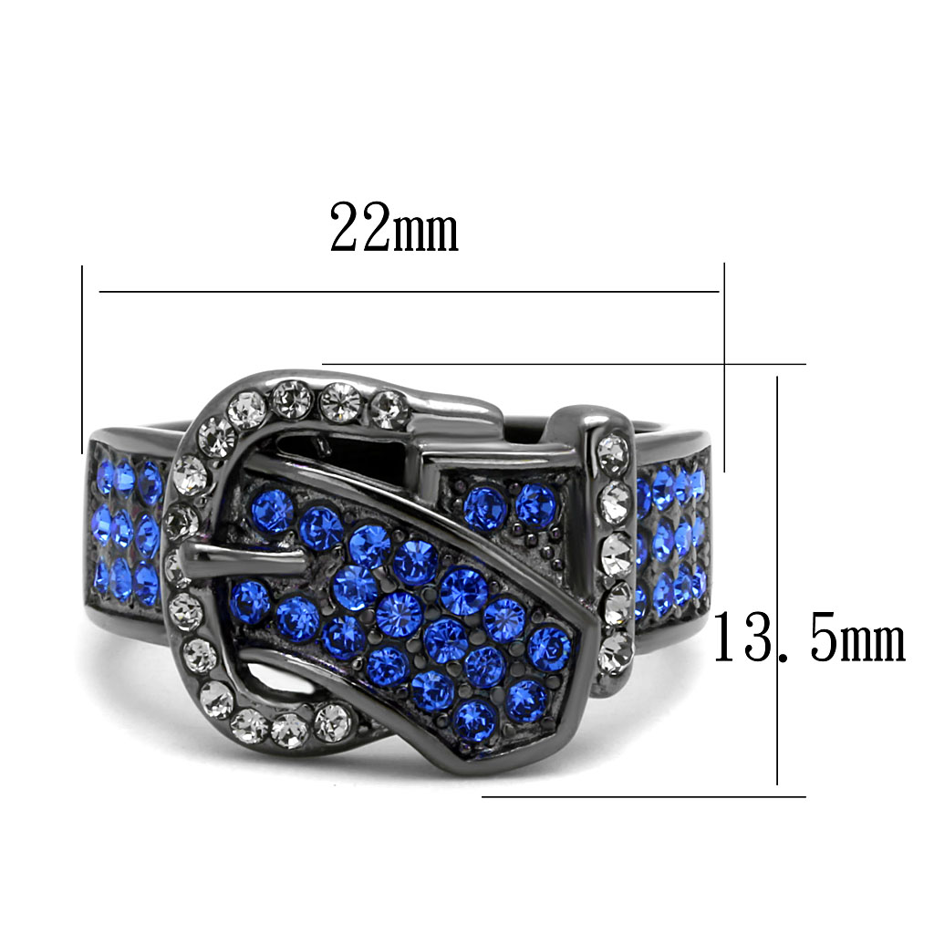 TK2995 - Stainless Steel Ring IP Light Black  (IP Gun) Women Top Grade Crystal Multi Color