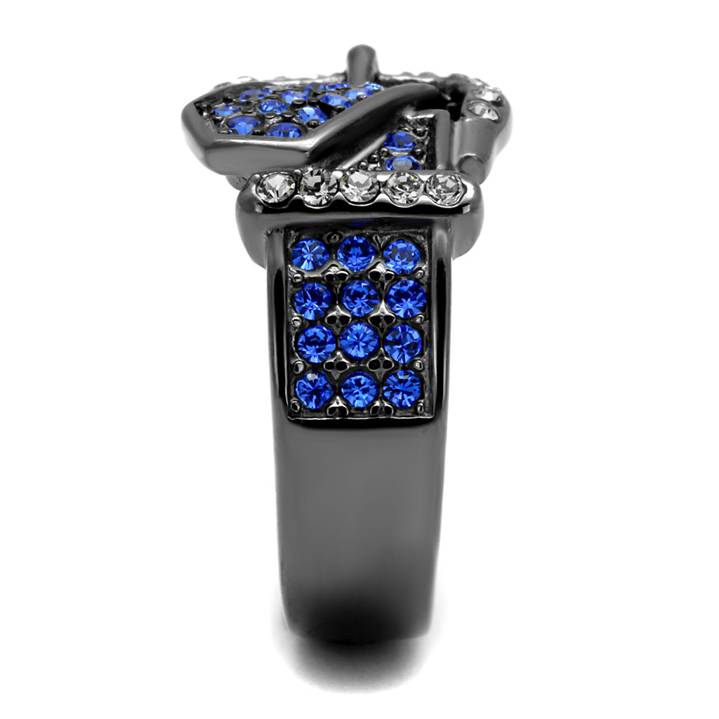 TK2995 - Stainless Steel Ring IP Light Black  (IP Gun) Women Top Grade Crystal Multi Color