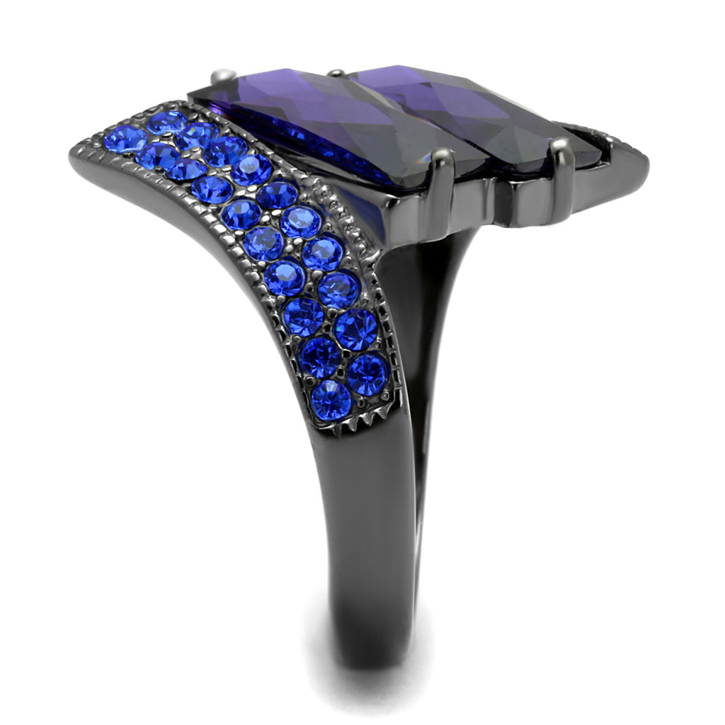 TK2996 - Stainless Steel Ring IP Light Black  (IP Gun) Women AAA Grade CZ Tanzanite