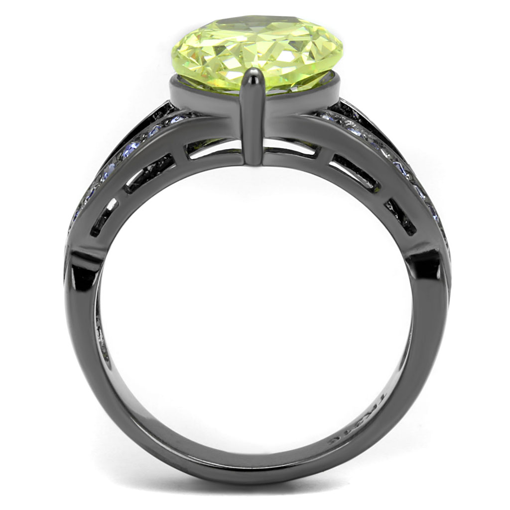 TK2997 - Stainless Steel Ring IP Light Black  (IP Gun) Women AAA Grade CZ Apple Green color