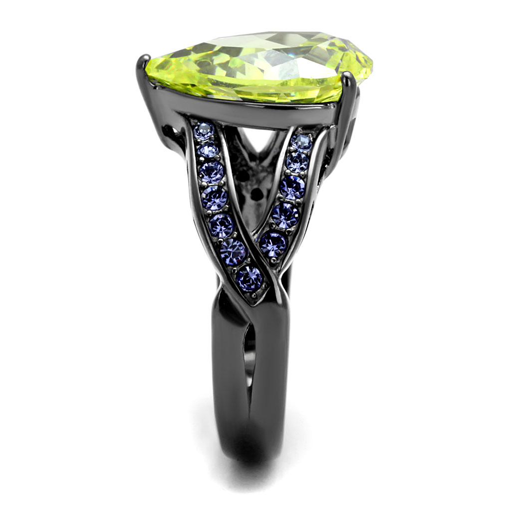 TK2997 - Stainless Steel Ring IP Light Black  (IP Gun) Women AAA Grade CZ Apple Green color