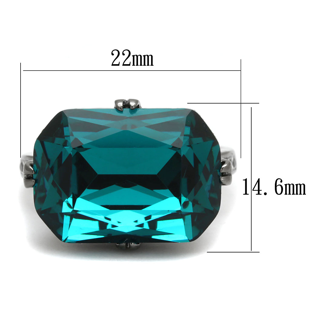 TK2998 - Stainless Steel Ring IP Light Black  (IP Gun) Women Top Grade Crystal Blue Zircon