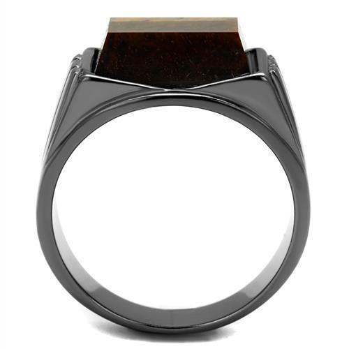 TK3001 - Stainless Steel Ring IP Light Black  (IP Gun) Men Synthetic Topaz