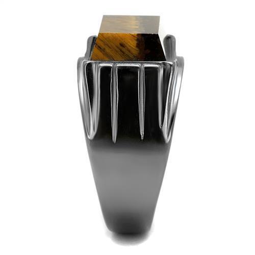 TK3001 - Stainless Steel Ring IP Light Black  (IP Gun) Men Synthetic Topaz