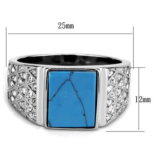 TK3004 - Stainless Steel Ring High polished (no plating) Men Synthetic Sea Blue