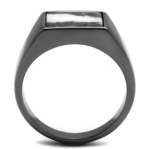 TK3005 - Stainless Steel Ring IP Light Black  (IP Gun) Men Semi-Precious Gray