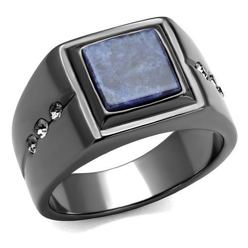 TK3006 - Stainless Steel Ring IP Light Black  (IP Gun) Men Blue Sand Montana