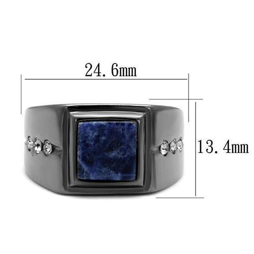 TK3006 - Stainless Steel Ring IP Light Black  (IP Gun) Men Blue Sand Montana