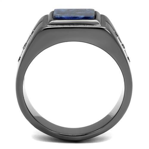 TK3006 - Stainless Steel Ring IP Light Black  (IP Gun) Men Blue Sand Montana