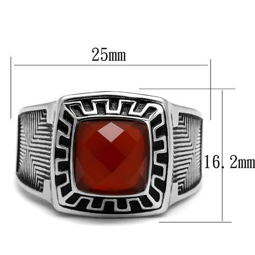 TK3007 - Stainless Steel Ring High polished (no plating) Men Semi-Precious Siam