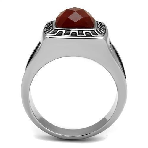 TK3007 - Stainless Steel Ring High polished (no plating) Men Semi-Precious Siam