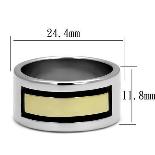 TK3008 - Stainless Steel Ring Two-Tone IP Gold (Ion Plating) Men Epoxy Jet