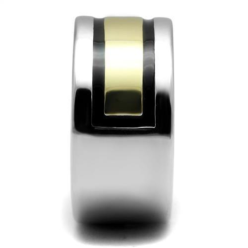 TK3008 - Stainless Steel Ring Two-Tone IP Gold (Ion Plating) Men Epoxy Jet