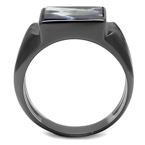 TK3012 - Stainless Steel Ring IP Light Black  (IP Gun) Men Semi-Precious Capri Blue