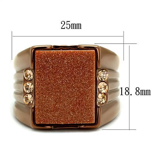 TK3015 - Stainless Steel Ring IP Coffee light Men Semi-Precious Siam