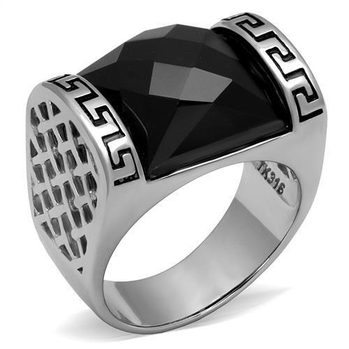 TK3016 - Stainless Steel Ring High polished (no plating) Men Synthetic Jet