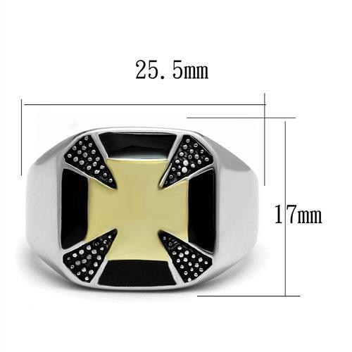 TK3019 - Stainless Steel Ring Two-Tone IP Gold (Ion Plating) Men Epoxy Jet