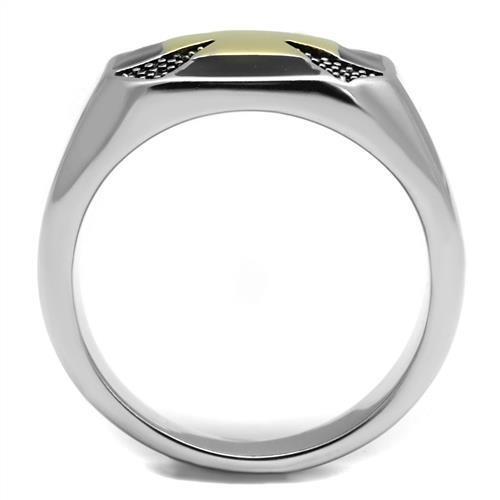 TK3019 - Stainless Steel Ring Two-Tone IP Gold (Ion Plating) Men Epoxy Jet