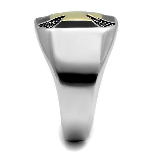 TK3019 - Stainless Steel Ring Two-Tone IP Gold (Ion Plating) Men Epoxy Jet