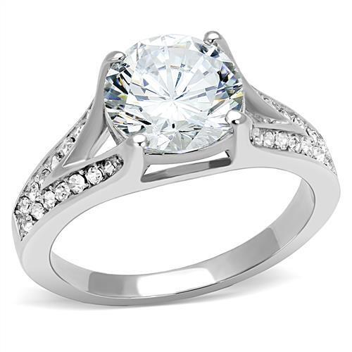 TK3020 - Stainless Steel Ring High polished (no plating) Women AAA Grade CZ Clear