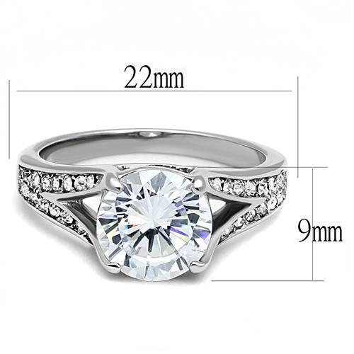 TK3020 - Stainless Steel Ring High polished (no plating) Women AAA Grade CZ Clear