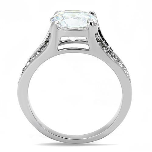 TK3020 - Stainless Steel Ring High polished (no plating) Women AAA Grade CZ Clear