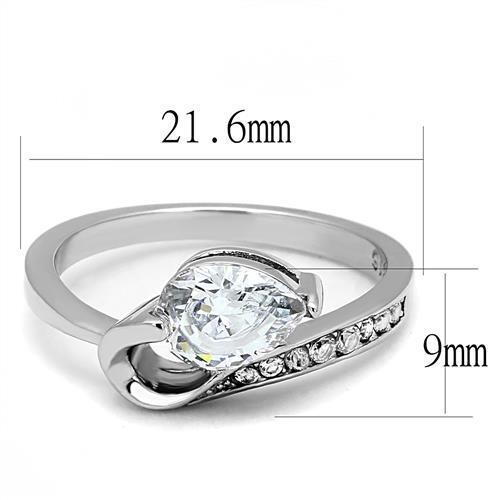 TK3022 - Stainless Steel Ring High polished (no plating) Women AAA Grade CZ Clear