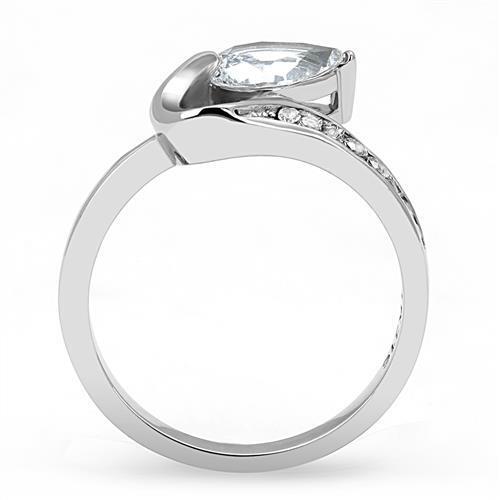 TK3022 - Stainless Steel Ring High polished (no plating) Women AAA Grade CZ Clear