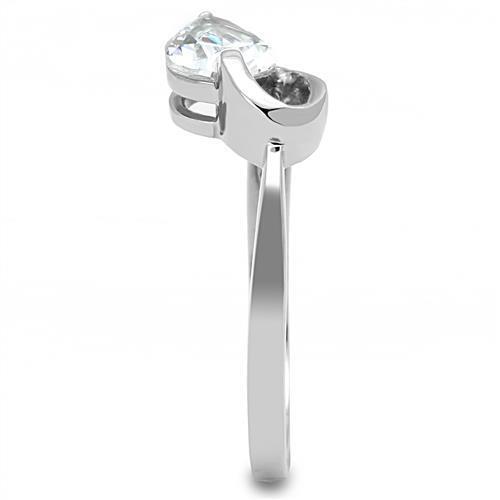 TK3022 - Stainless Steel Ring High polished (no plating) Women AAA Grade CZ Clear