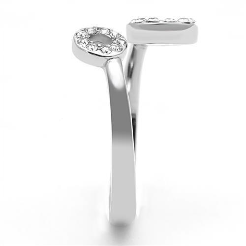 TK3025 - Stainless Steel Ring High polished (no plating) Women Top Grade Crystal Clear