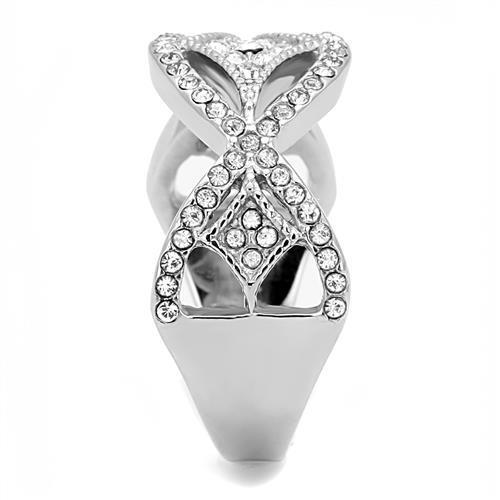 TK3027 - Stainless Steel Ring High polished (no plating) Women Top Grade Crystal Clear