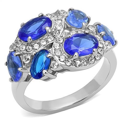 TK3030 - Stainless Steel Ring High polished (no plating) Women Synthetic Sapphire