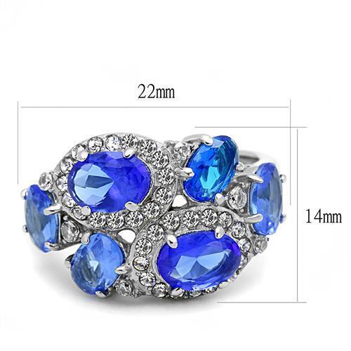 TK3030 - Stainless Steel Ring High polished (no plating) Women Synthetic Sapphire