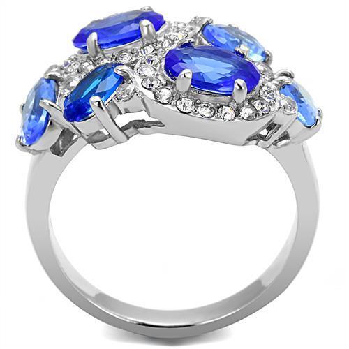 TK3030 - Stainless Steel Ring High polished (no plating) Women Synthetic Sapphire