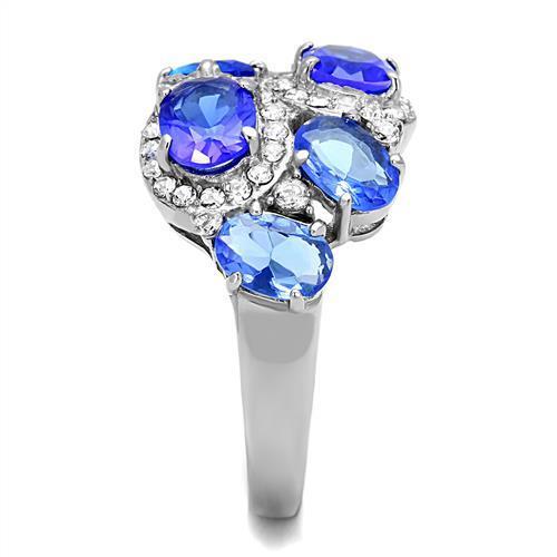 TK3030 - Stainless Steel Ring High polished (no plating) Women Synthetic Sapphire