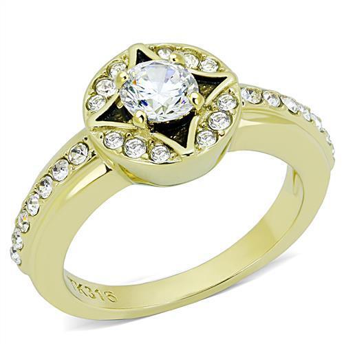 TK3034 - Stainless Steel Ring IP Gold(Ion Plating) Women AAA Grade CZ Clear