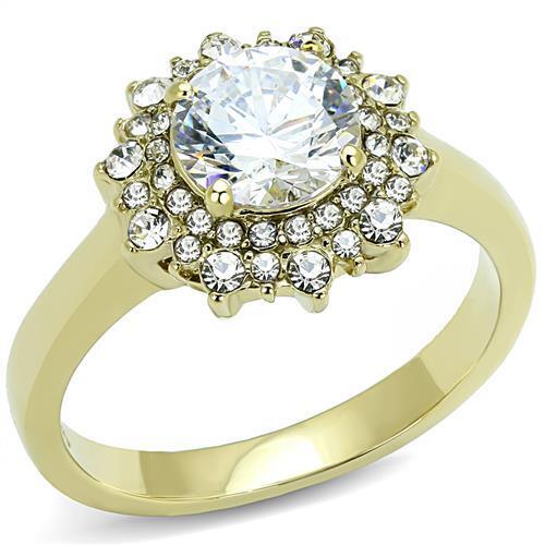 TK3035 - Stainless Steel Ring IP Gold(Ion Plating) Women AAA Grade CZ Clear