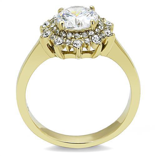 TK3035 - Stainless Steel Ring IP Gold(Ion Plating) Women AAA Grade CZ Clear