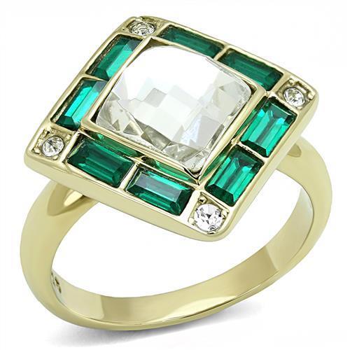 TK3036 - Stainless Steel Ring IP Gold(Ion Plating) Women Synthetic Clear