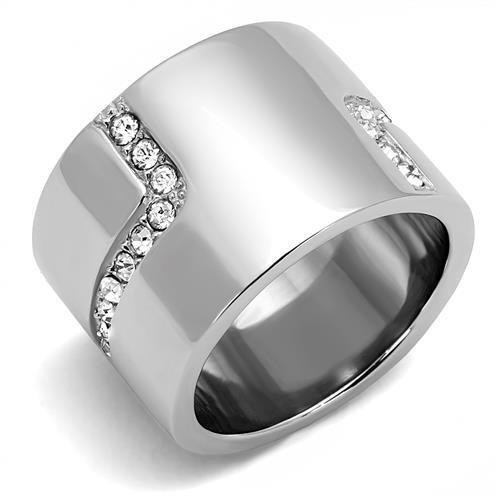 TK3040 - Stainless Steel Ring High polished (no plating) Women Top Grade Crystal Clear