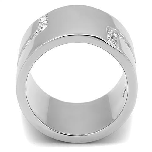 TK3040 - Stainless Steel Ring High polished (no plating) Women Top Grade Crystal Clear