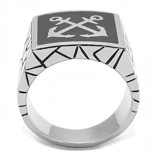 TK3041 - Stainless Steel Ring High polished (no plating) Men Epoxy Jet