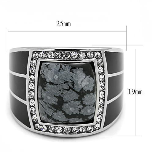 TK3042 - Stainless Steel Ring High polished (no plating) Men Semi-Precious Jet