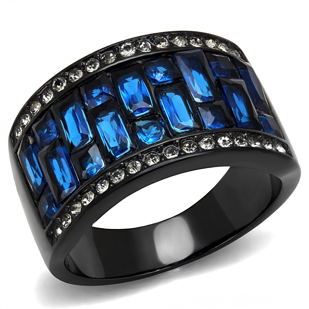 TK3058 - Stainless Steel Ring IP Black(Ion Plating) Women Synthetic Montana