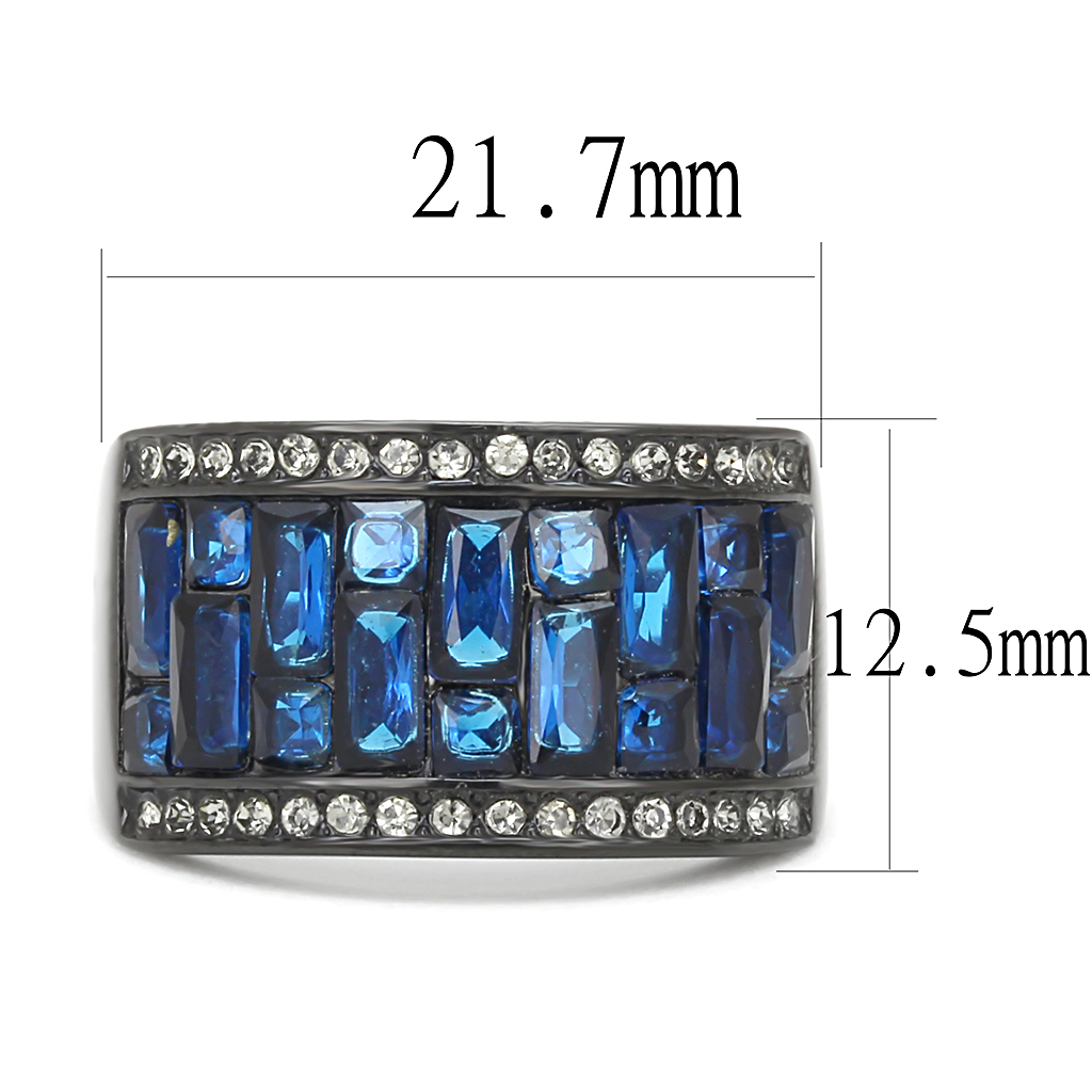 TK3058 - Stainless Steel Ring IP Black(Ion Plating) Women Synthetic Montana